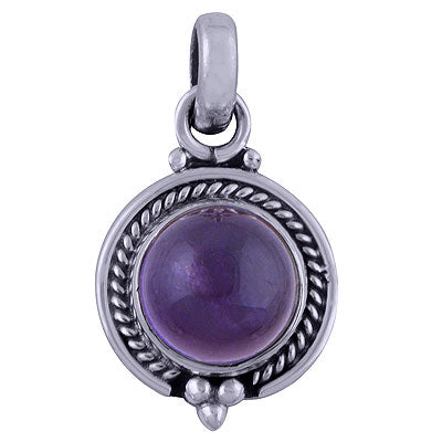 Handcrafted Amethyst Round Shape 925 Sterling Solid Silver Pendant - R101527-1