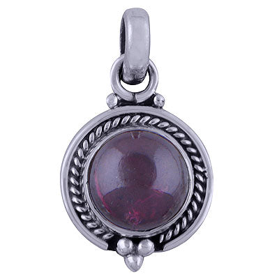 Handcrafted Garnet Round Shape 925 Sterling Solid Silver Pendant - R101527-4