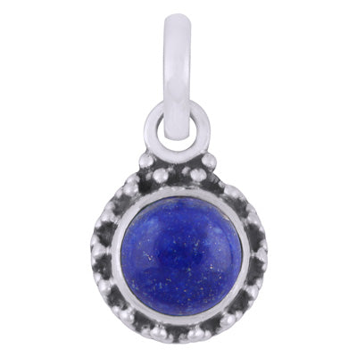 Gorgeous Rawa Work Around Lapis Round Shape 925 Sterling Solid Silver Pendant - R101529-13