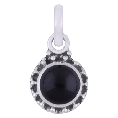 Gorgeous Rawa Work Around Black Onyx Round Shape 925 Sterling Solid Silver Pendant - R101529-24