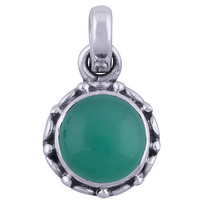 Stunning Hand Work Green Onyx Round Shape 925 Sterling Solid Silver Pendant - R101531-16