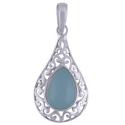 Aqua Chalcedony 925 Sterling Silver Pendant - R101534-11