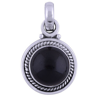 Gorgeous Twisted Wire & Rawa Work Around Black Onyx Round Shape 925 Sterling Solid Silver Pendant - R101535-23