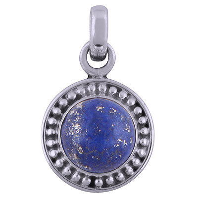 Beautifully Handcrafted Rawa Work Around Lapis Round Shape 925 Sterling Solid Silver Pendant - R101536-13