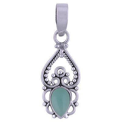 Gorgeous Wire & Rawa Work Around Aqua Chalcedony Pear Shape 925 Sterling Solid Silver Pendant - R101541-136