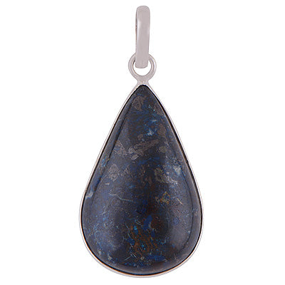 Beautiful Raw Gemstone Chrysocolla Pear Shape 925 Sterling Solid Silver Pendant - R101599-19