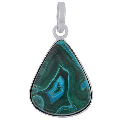Beautiful Gemstone Azurite Pear Shape 925 Sterling Solid Silver Pendant - R101599-84