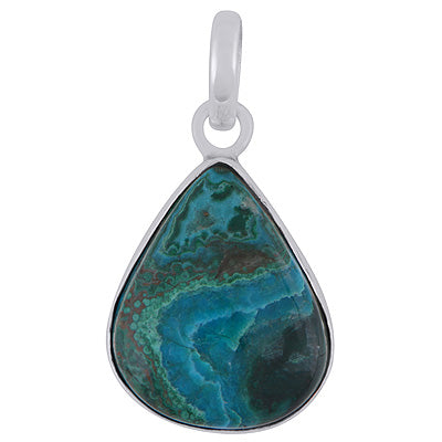 Beautiful Gemstone Azurite Pear Shape 925 Sterling Solid Silver Pendant - R101599-89
