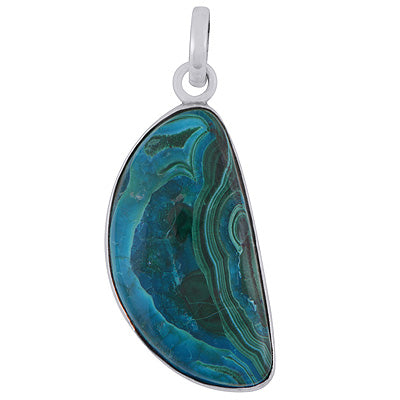 Beautiful Gemstone Azurite Fancy Shape 925 Sterling Solid Silver Pendant - R101599-92