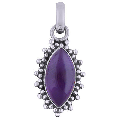 Elegant Rawa Work Around Amethyst Marquise Shape 925 Sterling Solid Silver Pendant - R101615-2