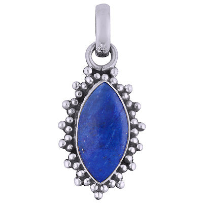 Elegant Rawa Work Around Lapis Marquise Shape 925 Sterling Solid Silver Pendant - R101615-7