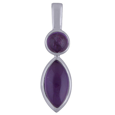 Beautiful Two Amethyst Round,Marquise Shape 925 Sterling Solid Silver Pendant - R101618-1