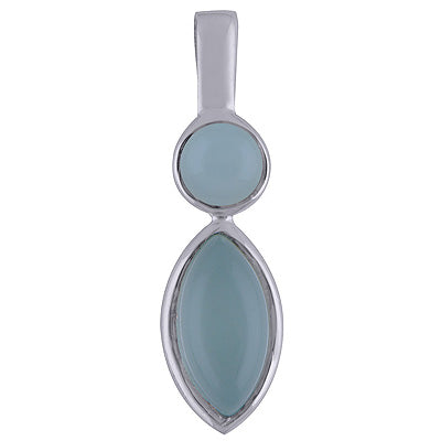 Beautiful Two Aqua Chalcedony Round,Marquise Shape 925 Sterling Solid Silver Pendant - R101618-20