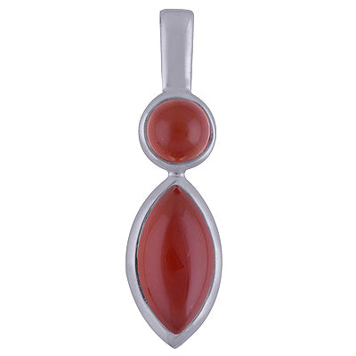 Beautiful Two Carnelian Round,Marquise Shape 925 Sterling Solid Silver Pendant - R101618-25