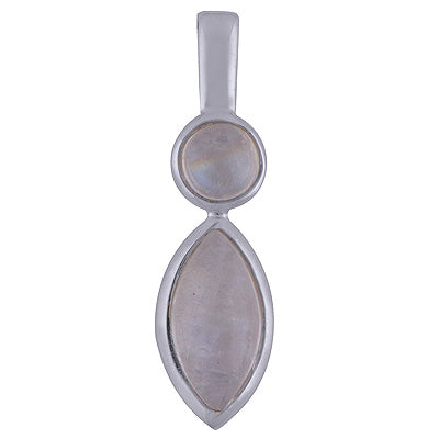 Beautiful Two Rainbow Moonstone Round,Marquise Shape 925 Sterling Solid Silver Pendant - R101618-6