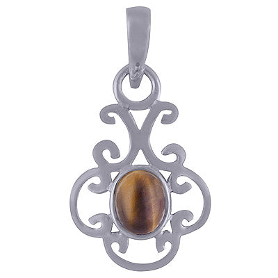 Tiger's Eye 925 Sterling Silver Pendant - R101621-36