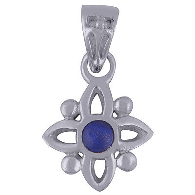 Alluring Handmade Flower Rawa Around Lapis Round Shape 925 Sterling Solid Silver Pendant - R101642-27