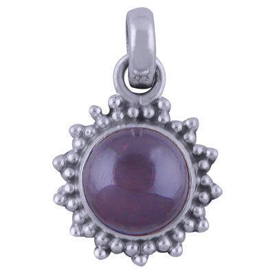 Beautiful Rawa Work Around Garnet Round Shape 925 Sterling Solid Silver Pendants - R101720-2