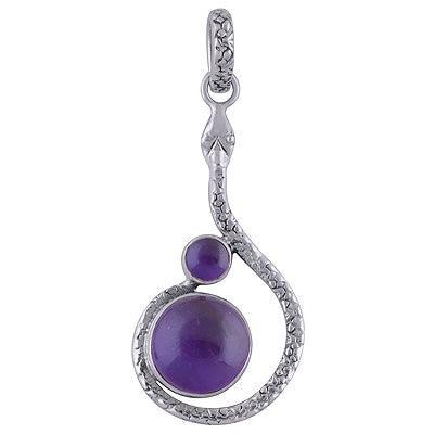 Gorgeous Snake work Around Amethyst Round Shape 925 Sterling Solid Silver Pendants - R101722-1
