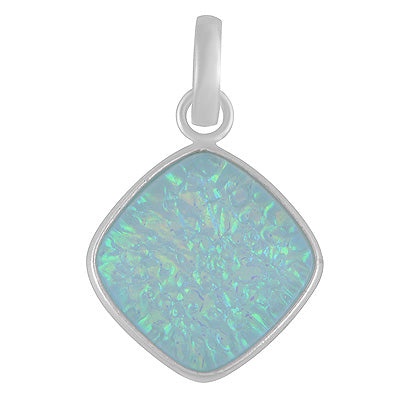 Alluring Plain Gemstone Bezel Opal Rhombus Shape 925 Sterling Solid Silver Pendant - R101749-11