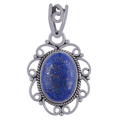 Beautiful Rawa & Wire Work Around Lapis Oval Shape 925 Sterling Solid Silver Pendant - R101780-5