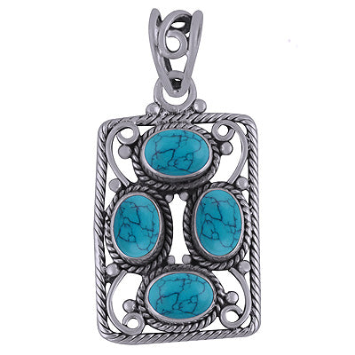 Turquoise 925 Sterling Silver Pendant - R101787-3