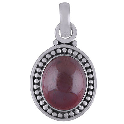 Stunning Rawa Work Around Garnet Oval Shape 925 Sterling Solid Silver Pendant - R101830-32