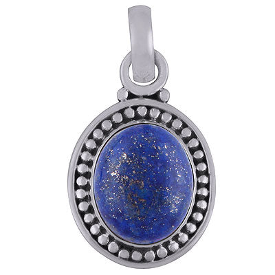 Stunning Rawa Work Around Lapis Oval Shape 925 Sterling Solid Silver Pendant - R101830-36