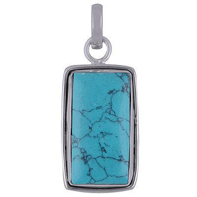 Plain Wire Around Turquoise Rectangle Shape 925 Sterling Solid Silver Pendant - R101837-2