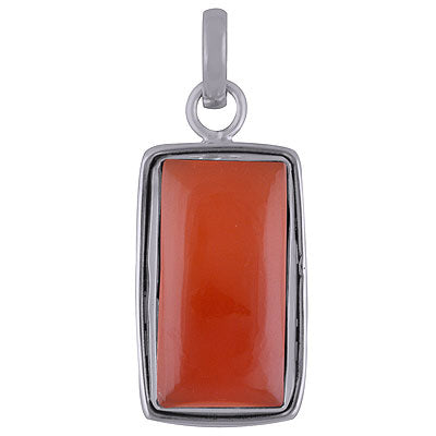 Plain Wire Around Carnelian Rectangle Shape 925 Sterling Solid Silver Pendant - R101837-6