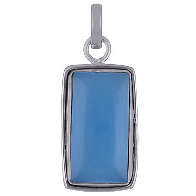Plain Wire Around Blue Chalcedony Rectangle Shape 925 Sterling Solid Silver Pendant - R101837-8