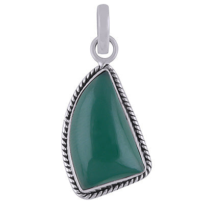 Authentic Wire Work Around Green Onyx Fancy Shape 925 Sterling Solid Silver Pendant - R101842-4
