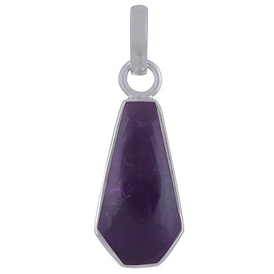 Classic Plain Amethyst Elongated Hexagon Shape 925 Sterling Solid Silver Pendant - R101844-1