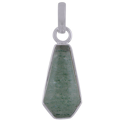 Classic Plain Green Aventurine 925 Sterling Solid Silver Pendant - R101844-10