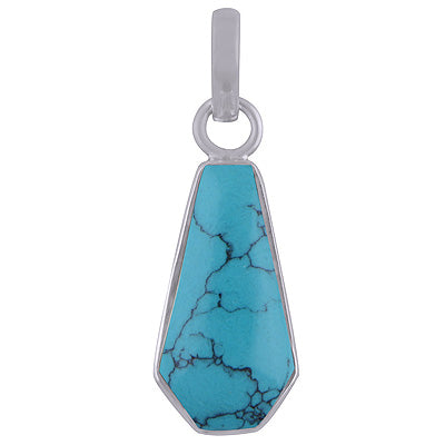 Classic Plain Turquoise 925 Sterling Solid Silver Pendant - R101844-2