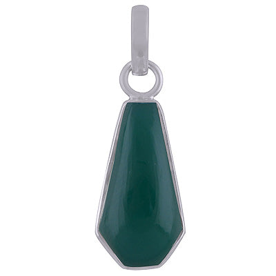 Classic Plain Green Onyx 925 Sterling Solid Silver Pendant - R101844-7