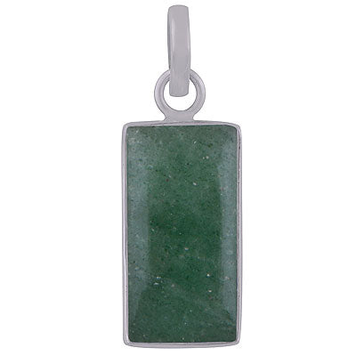 Beautiful Plain Collet Green Aventurine Rectangle Shape 925 Sterling Solid Silver Pendant - R101845-10