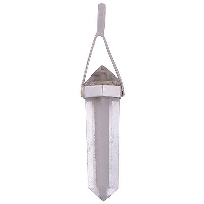 Beautiful Pencil Shape Gemstone Seated Crystal 925 Sterling Solid Silver Pendant - R101886-17
