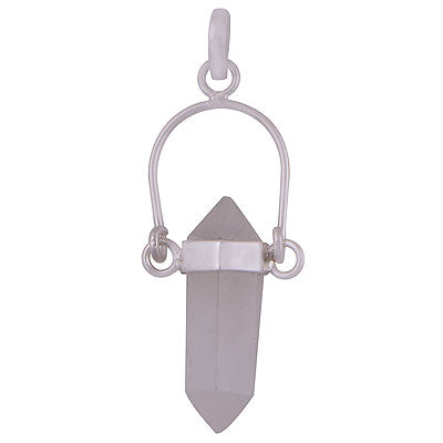 Alluring Pencil Shape Gemstone Rainbow Moonstone 925 Sterling Solid Silver Pendant - R101891-1