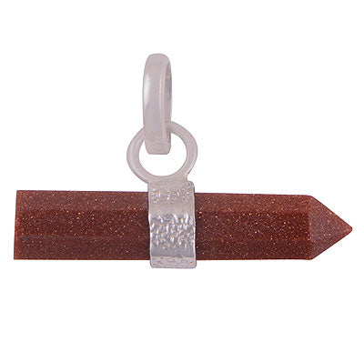 Beautiful Handcrafted Pencil Shape Gemstone Golden Sun Stone 925 Sterling Solid Silver Pendant - R101898-7