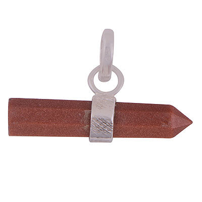 Gorgeous Handcrafted Pencil Shape Gemstone Golden Sun Stone 925 Sterling Solid Silver Pendant - R101899-2