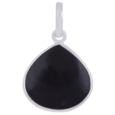 Beautiful Gemstone Black Onyx Pear Shape 925 Sterling Solid Silver Pendant - R101908-14