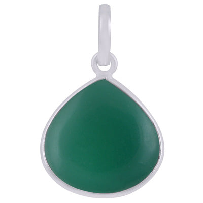 Beautiful Gemstone Green Onyx Pear Shape 925 Sterling Solid Silver Pendant - R101908-6