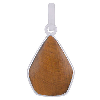 Stunning Gemstone Tiger's Eye Pentagon Shape 925 Sterling Solid Silver Pendant - R101909-12
