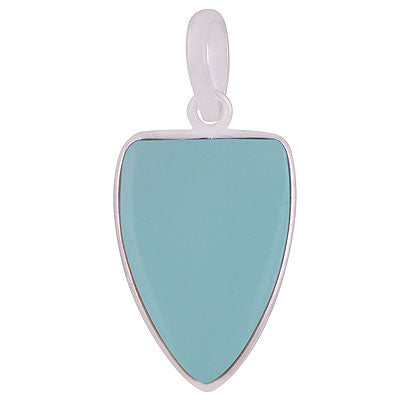 Gorgeous Gemstone Aqua Chalcedony Shield Shape 925 Sterling Solid Silver Pendant - R101911-8