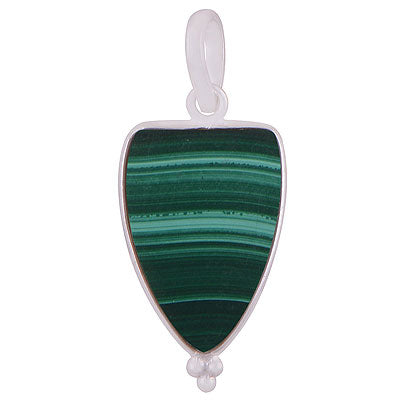 Gorgeous Gemstone Rawa Work Around Malachite Shield Shape 925 Sterling Solid Silver Pendant - R101918-13