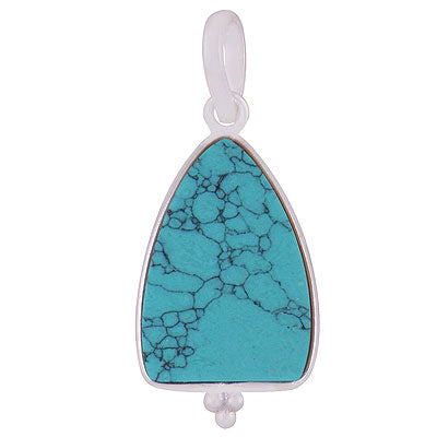 Gorgeous Gemstone Rawa Work Around Turquoise Shield Shape 925 Sterling Solid Silver Pendant - R101918-31