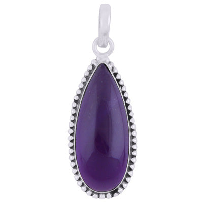 Alluring Rawa Work Around Amethyst Pear Shape 925 Sterling Solid Silver Pendant - R101923-15