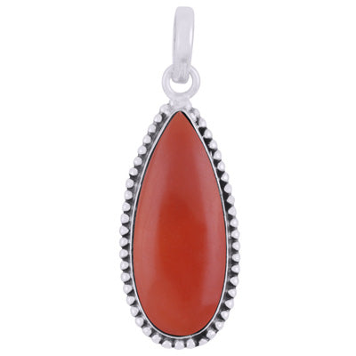Alluring Rawa Work Around Carnelian Pear Shape 925 Sterling Solid Silver Pendant - R101923-6