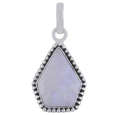 Stunning Rawa Work Around Rainbow Moonstone Pentagon Shape 925 Sterling Solid Silver Pendants - R101924-2